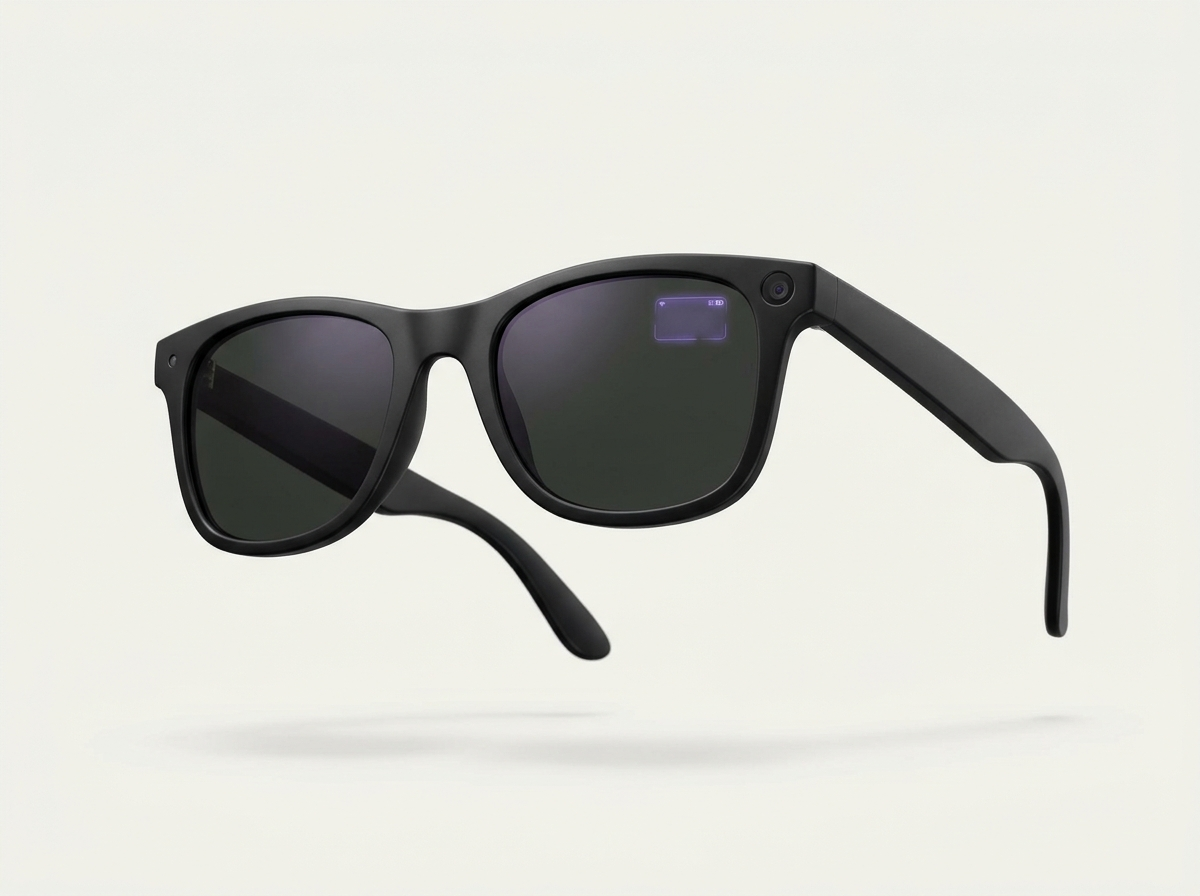 Aether Vision Glasses in Midnight Black with corner camera