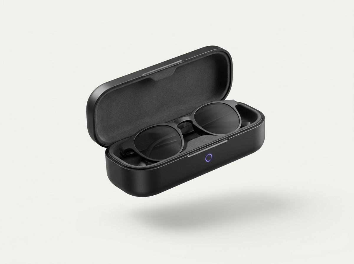 Aether Vision Glasses charging case, open